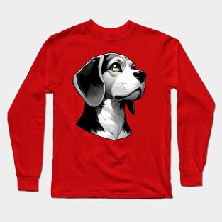 Stunning and Cool Beagle Monochrome and Gold Portrait for Father's Day Long Sleeve T-Shirt